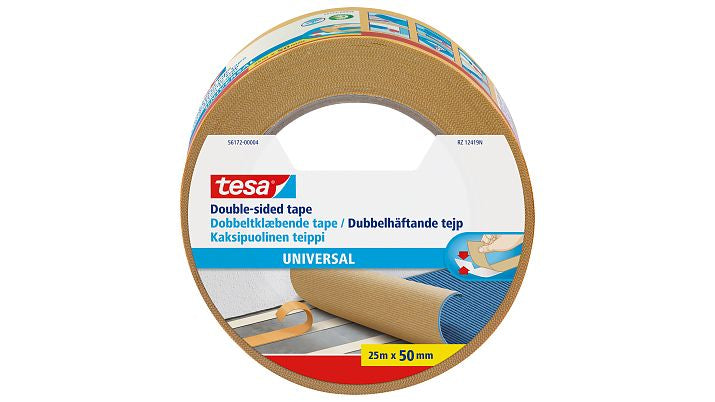 TESA Doppelseitiges Klebeband – 50 mm × 10 m, weiss, 1 Stück