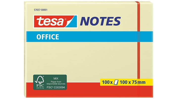 tesa Haftnotizen – 100 × 75 mm – gelb, 100 Blatt/Block