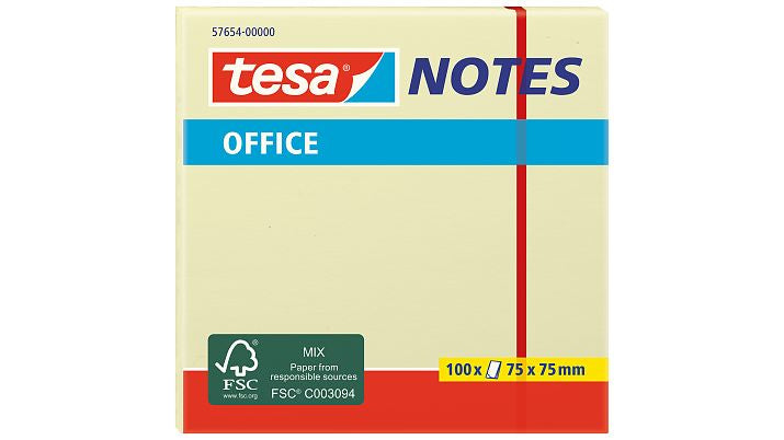 tesa Haftnotizen – 75 × 75 mm – gelb, 100 Blatt/Block, 1er-Pack