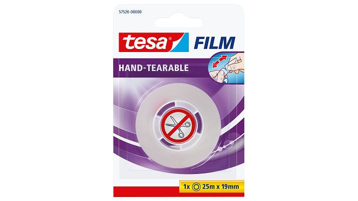 TESA Büro-Klebeband – permanent, klar, Kunststoff, 19 mm × 25 m, Kern Ø 26 mm