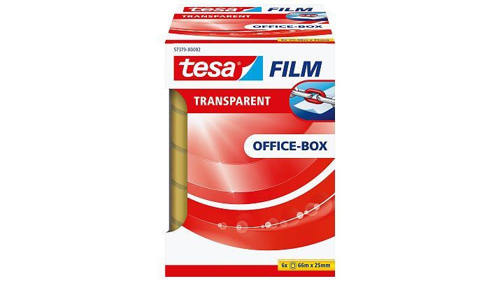 tesafilm Klebefilm klar – 25 mm × 66 m, transparent, PP, 6 Rollen