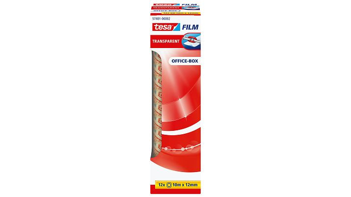 tesafilm Klebefilm klar – 12 mm × 10 m, transparent, PP, 12 Stück