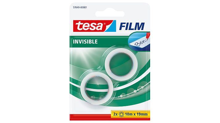 Tesafilm Klebefilm matt/unsichtbar – 19 mm × 10 m, transparent, PP, beschriftbar, 2 Rollen