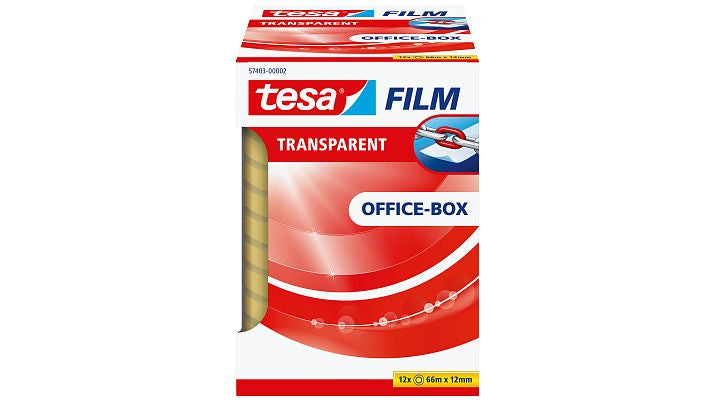 tesafilm Klebefilm klar – 12 mm × 66 m, transparent, PP, 12 Rollen