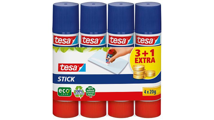 TESA ecoLogo Klebestift – Stift, permanent, transparent, lösemittelfrei, 20 g, für Papier, Karton, Fotos u. a.