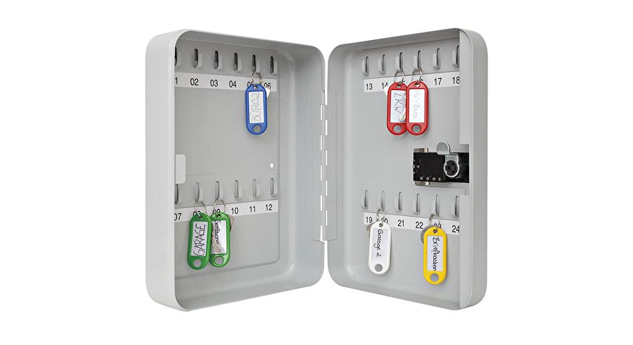 Wedo 102 42437 – Schlüsselkasten, für 24 Schlüssel, Zahlenschloss, Stahl, Grau, 186 × 94 × 250 mm