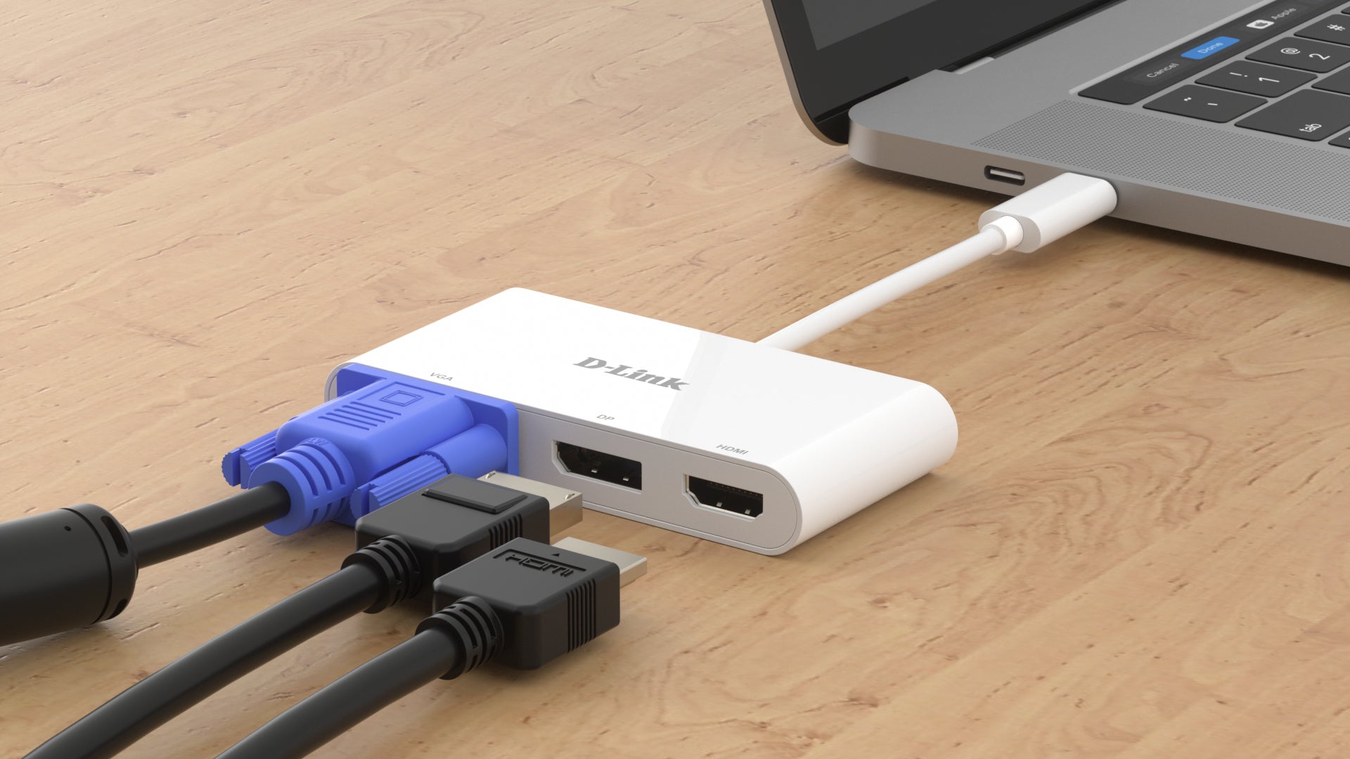 D-Link DUB-V310 Dockingstation – USB-C, 1× DP, 1× HDMI, 1× VGA, für Windows/Mac/ChromeOS