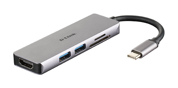 D-Link DUB-M530 USB-Hub – USB-C, 1× HDMI, 2× USB-A, SD/microSD, für Windows/Mac/ChromeOS