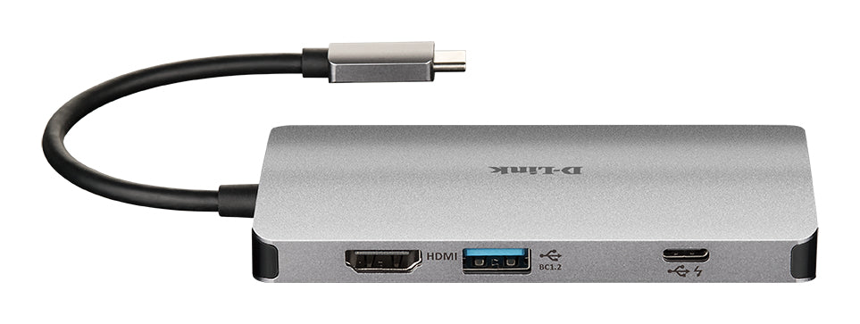 D-Link DUB-M810 Multiport-Adapter – USB-C, 1× HDMI, 3× USB-A, 100 W PD, GbE, SD/microSD, für Windows/Mac/Linux