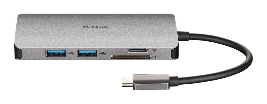 D-Link DUB-M810 Multiport-Adapter – USB-C, 1× HDMI, 3× USB-A, 100 W PD, GbE, SD/microSD, für Windows/Mac/Linux