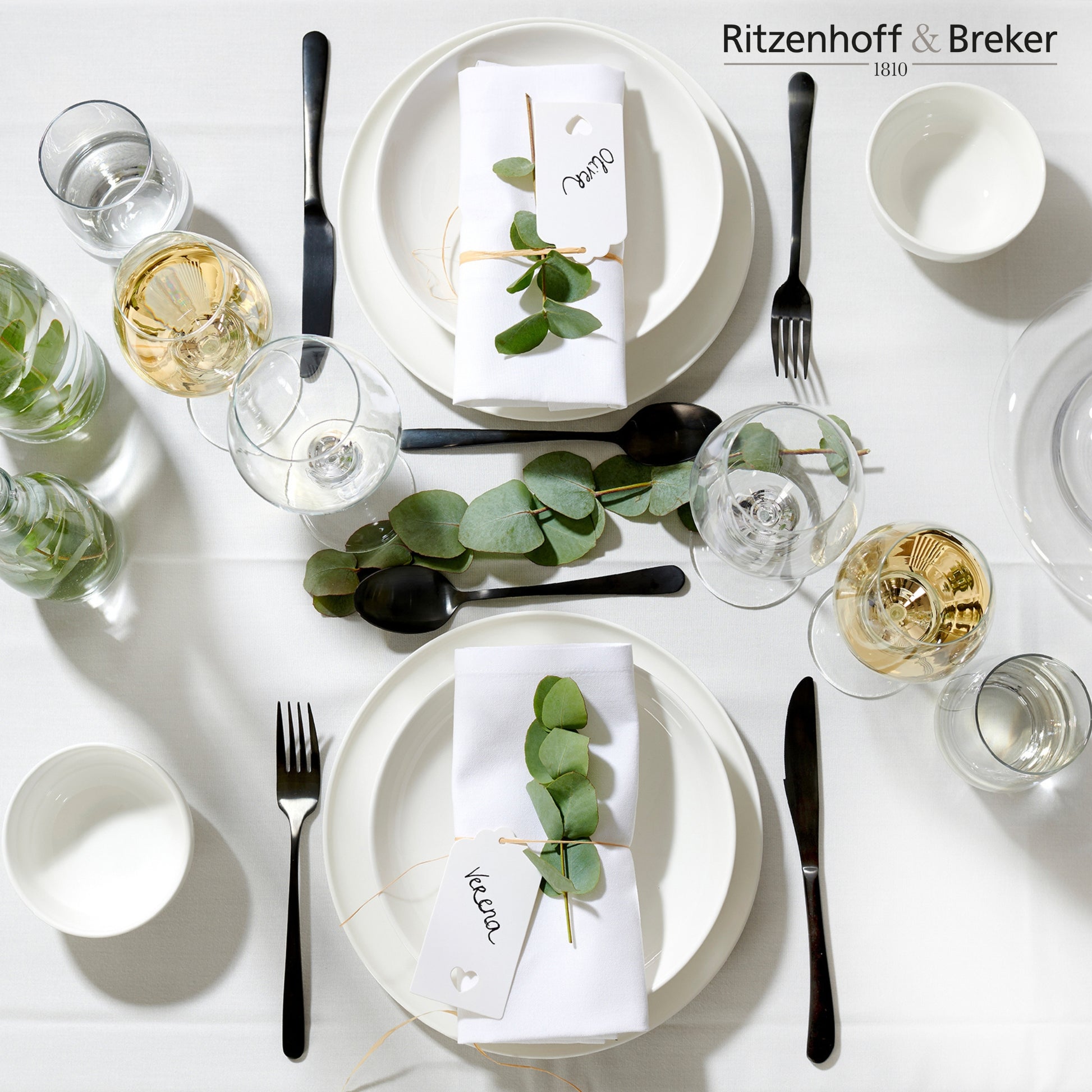 Ritzenhoff & Breker Geschirrset Skagen – 12-teiliges Set, Ø 26,5/21,5 cm, Porzellan