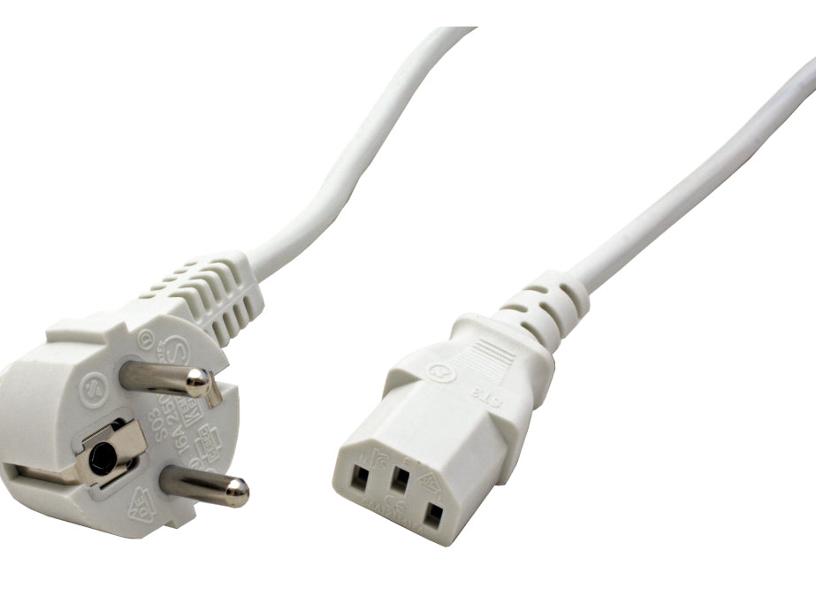 VALUE Netzkabel – Schuko (CEE 7/7)–IEC C13, 0,6 m, 250 V/10 A, weiss