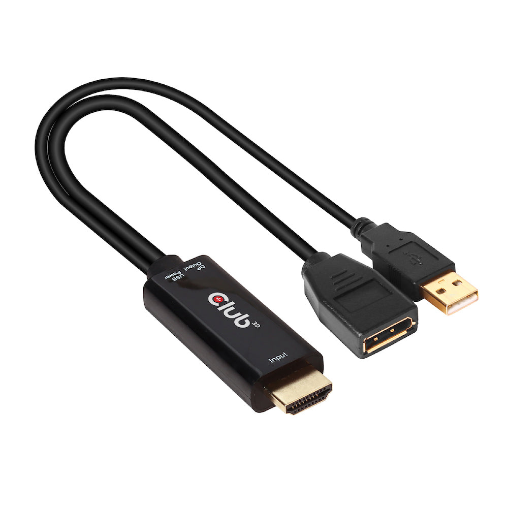 CLUB3D Adapter HDMI zu DisplayPort – 4K (4096 × 2160) @ 60 Hz, 0,25 m, HDMI 2.0 zu DisplayPort 1.2