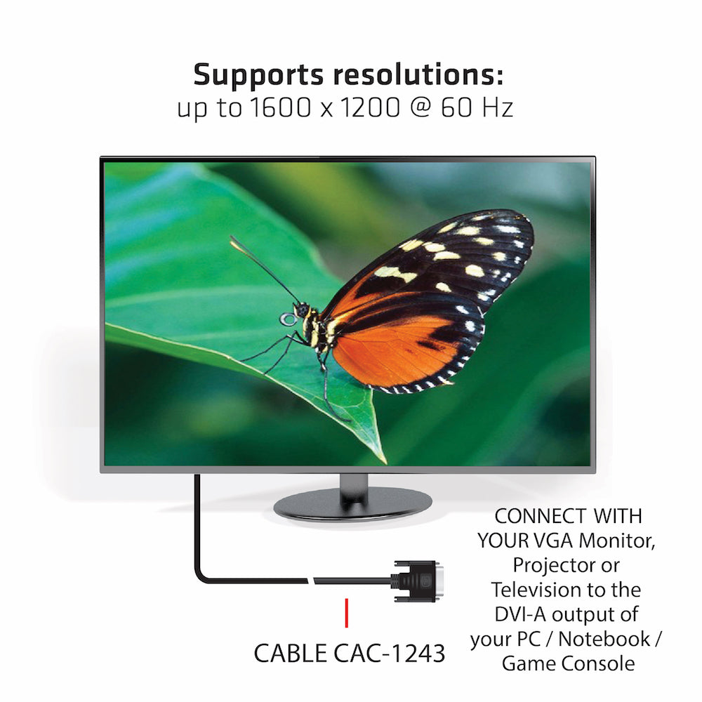 CLUB3D Club 3D DVI-D auf VGA Kabel – 1600×1200 – 3 m – für Geräte mit DVI- und VGA-Anschluss