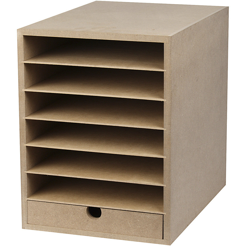 Creativ Company 21008 – Dokumentenablage mit 6 Schubladen für A4, MDF, Braun, 243 × 315 × 320 mm