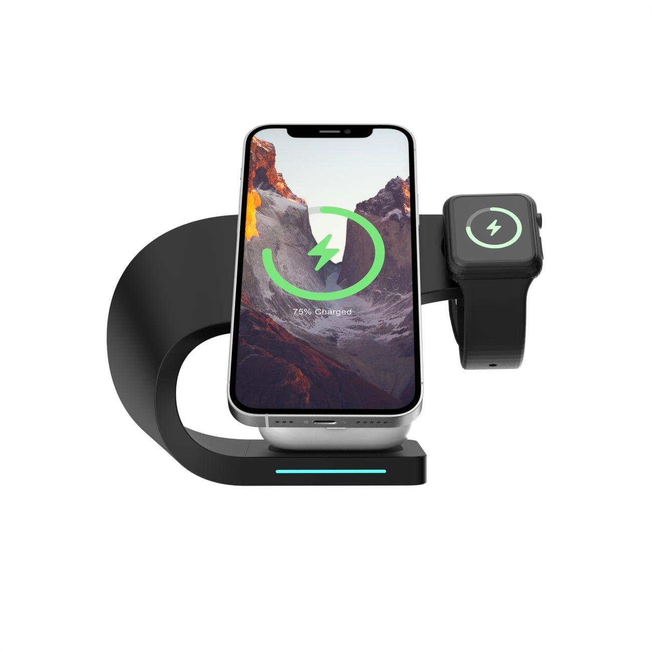 Vinnic DIRAN 4-in-1 Ladeständer – Qi – 15 W/3 W/5 W – magnetisch – für iPhone/Apple Watch/AirPods – Schwarz