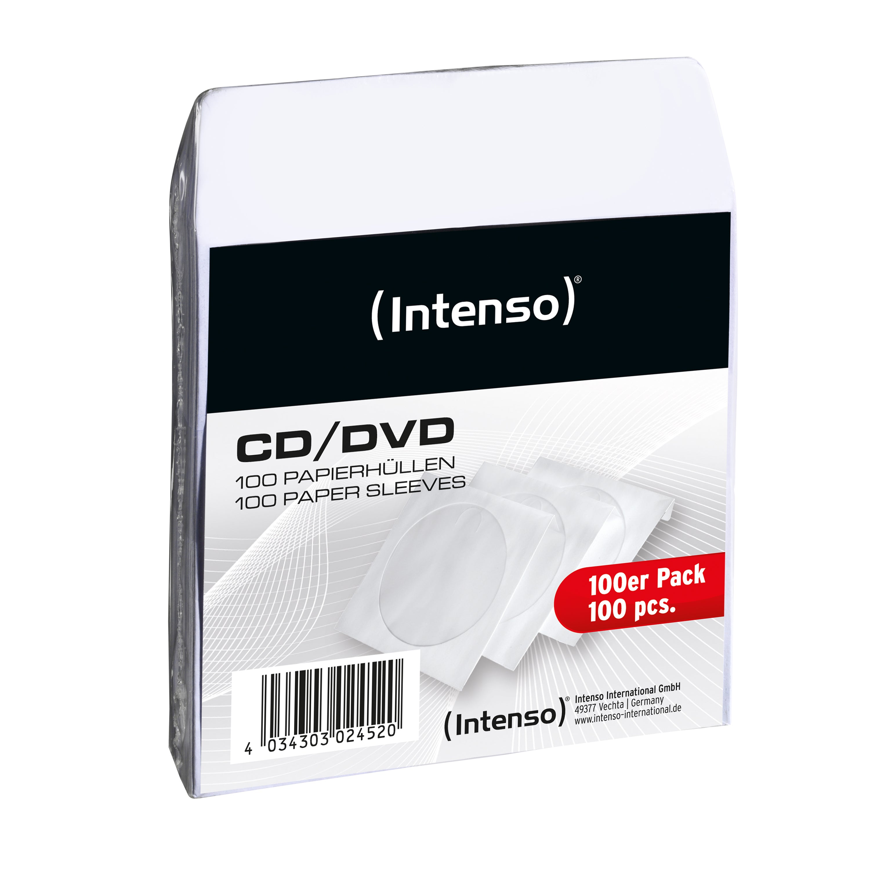 Intenso CD-/DVD-Umschläge – 100 Disks, Papier, Weiss