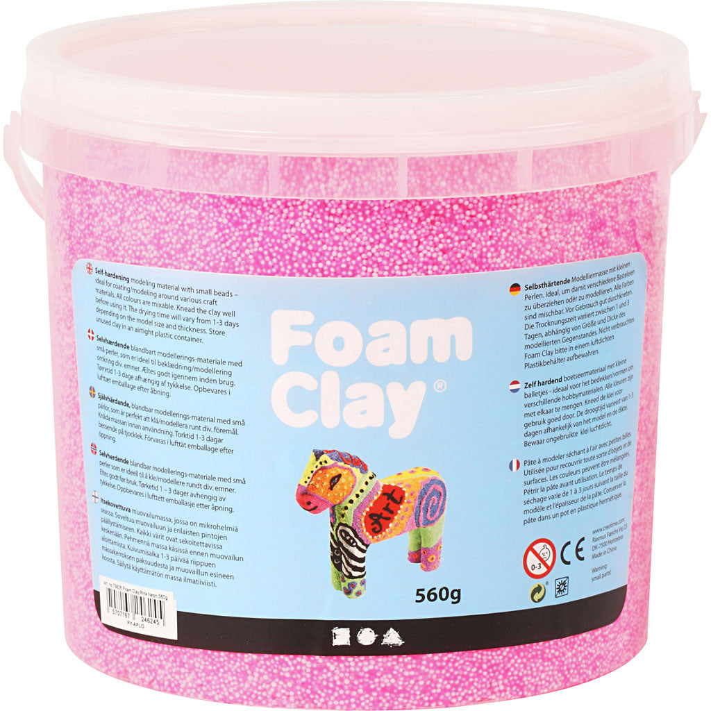 Creativ Company Modelliermasse (Foam Clay), Neonpink, Lufttrocknend, 560 g