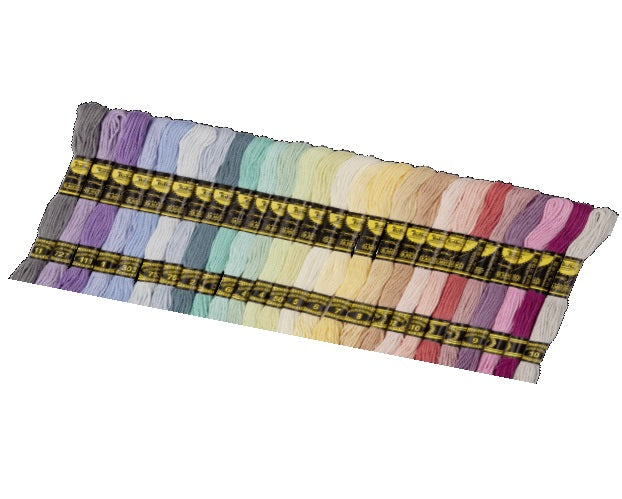 Folia Stickgarn-Set – Baumwolle, mercerisiert, 8 m, Pastellfarben (2 × 26), sortiert – für Sticken
