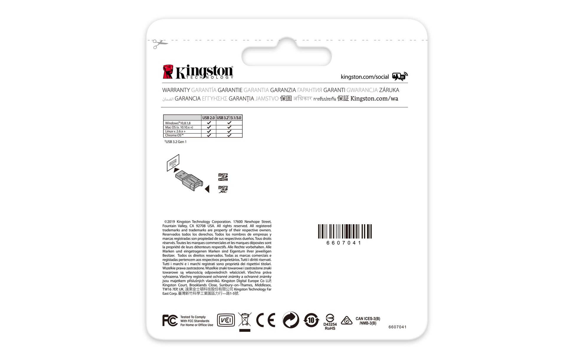 Kingston Technology Kingston – USB-Kartenleser USB-A – microSD – USB 3.2 Gen 1 (5 Gbit/s) – Schwarz – für Windows, Mac und mehr