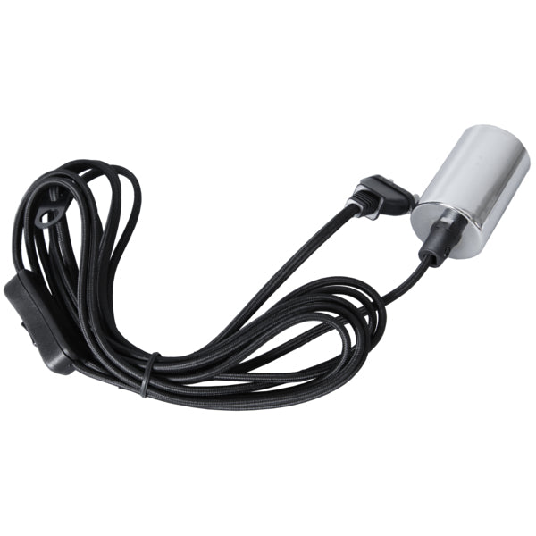 Star Trading Lampenhalter mit Kabel – E27, 3,5 m, mit Schalter – Chrom, Metall, IP20 – 1 Stk.