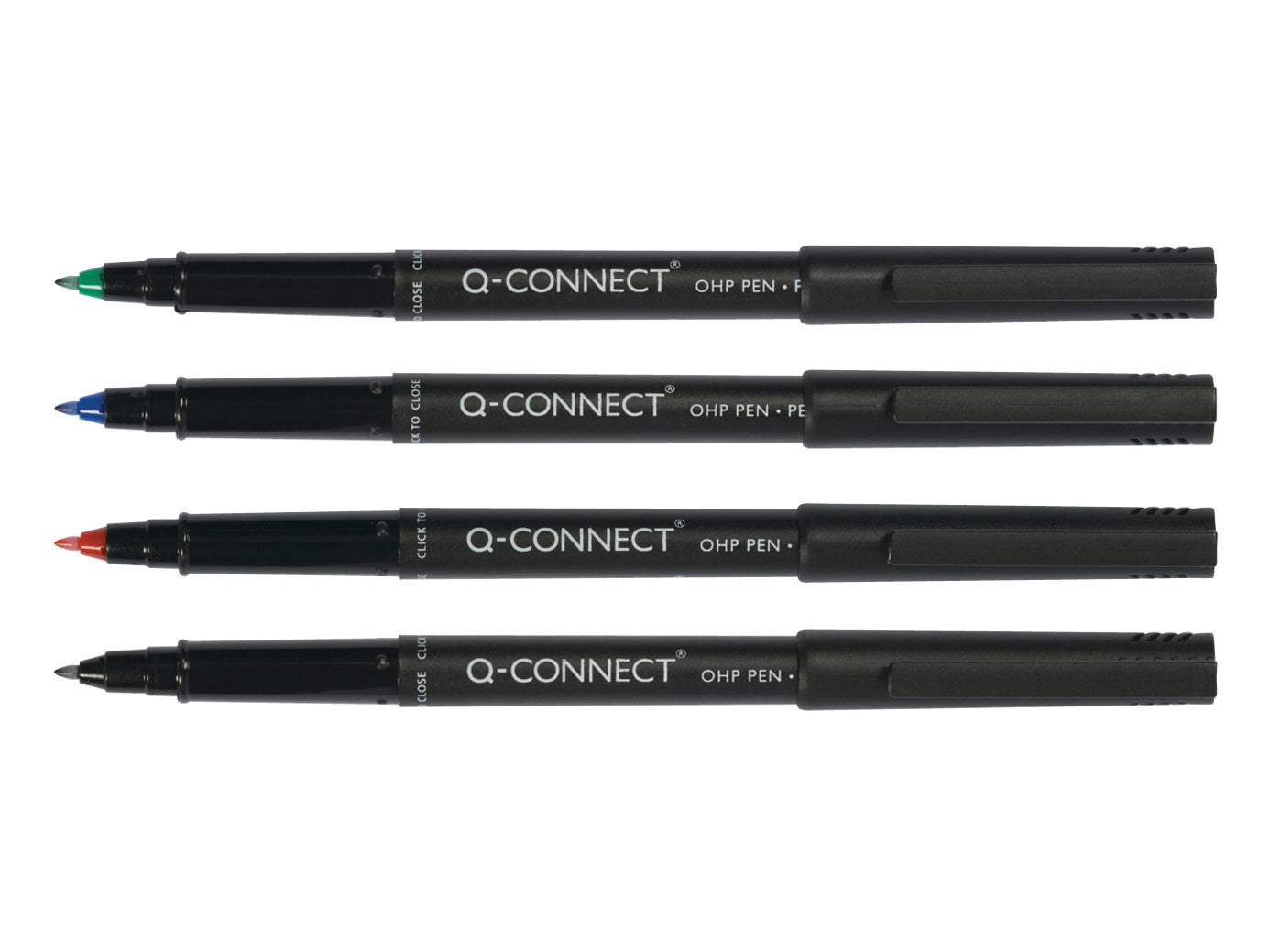 Q-Connect OHP-Marker – rot, blau, grün, schwarz, 4er Set