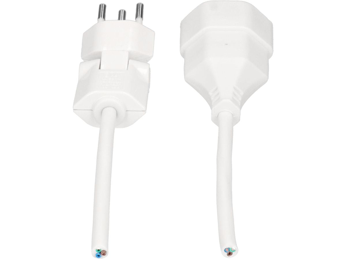 Max Hauri AG Max Hauri Verlängerungskabel – T12–T13, 1 m, 3×1 mm², mit Kinderschutz, Weiss