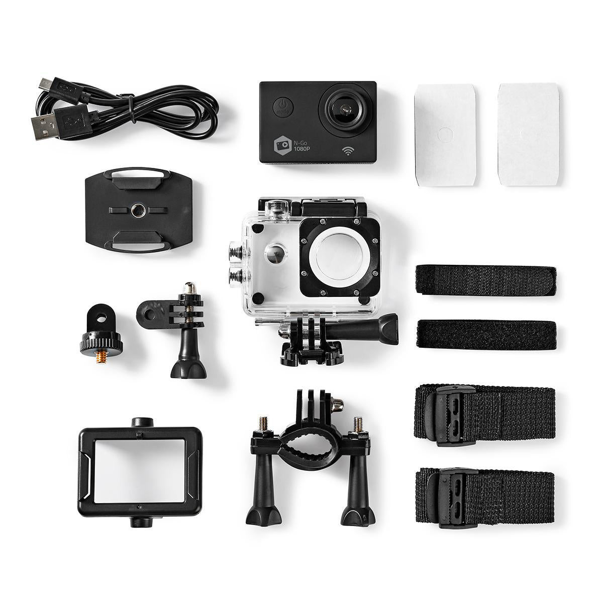 Nedis Action Cam – Unterwasserkamera, wasserdicht bis 30 m, 12 MP, 1080p, 30 fps, schwarz