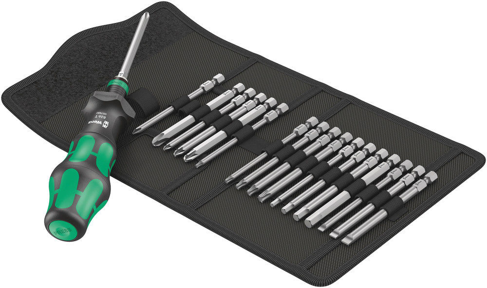 Wera Schraubendreher-Bit-Set Kraftform Kompakt Turbo 1 – 18 Bits – 05057482001