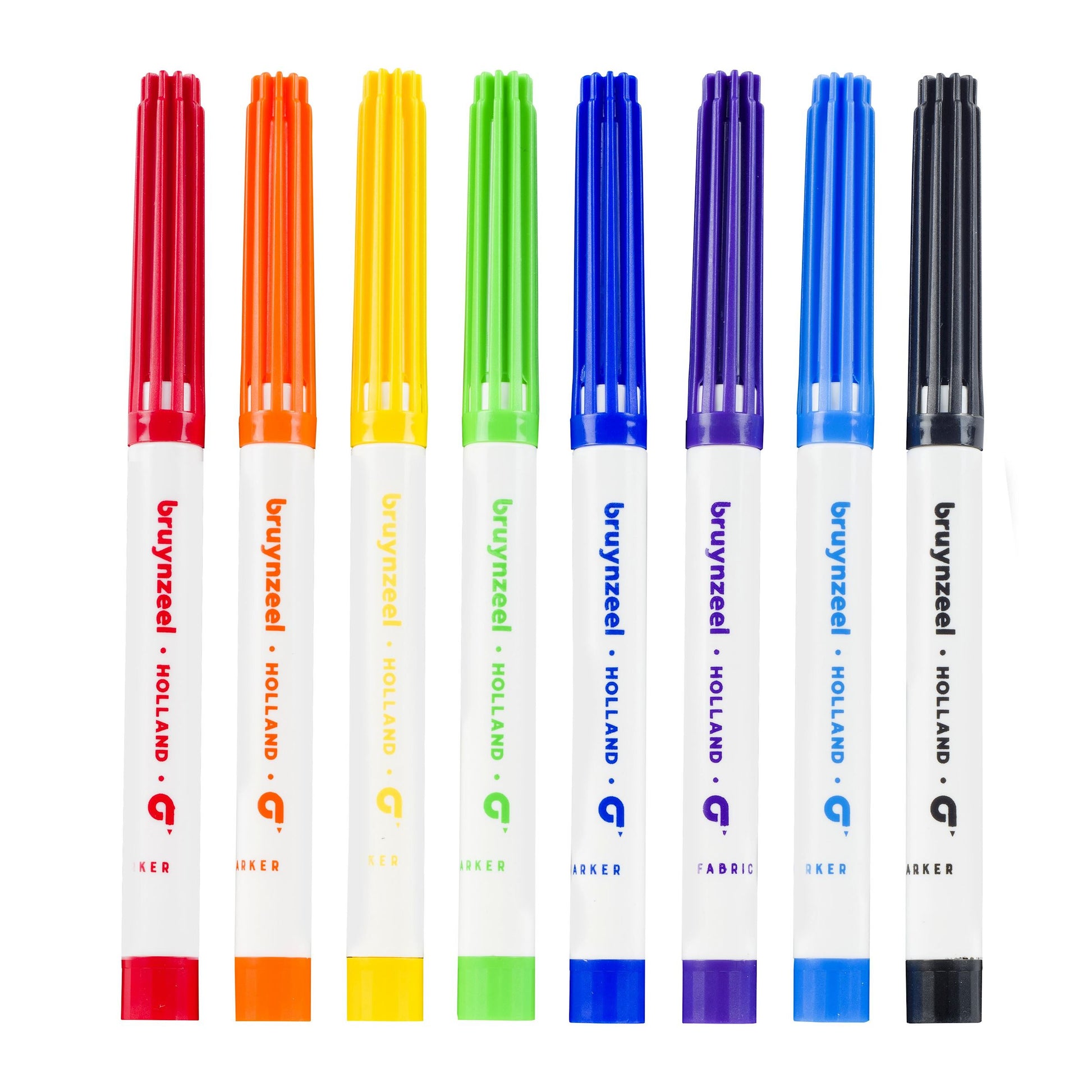 Bruynzeel Textilmarker – Pinselspitze – Mehrfarbig – 8er-Pack – für Textilien