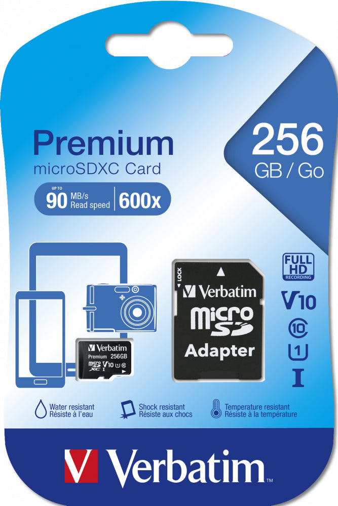 Verbatim Micro-SDXC-Karte – 256 GB, Klasse 10, inkl. SD-Adapter
