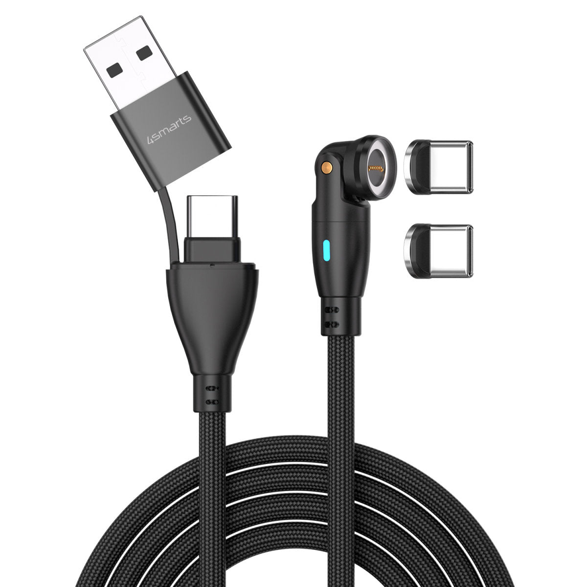 4smarts USB-C auf USB-A Kabel – USB 2.0 (480 Mbit/s) – 1,8 m – PD 100 W – für Laptop, Smartphone und mehr