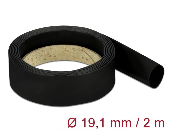 DeLOCK Schrumpfschlauch, Ø 19,1 mm × 2 m, Schrumpfungsrate 4:1 – Schwarz