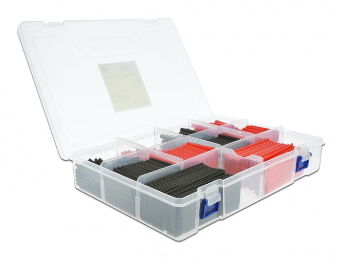 Delock Schrumpfschlauch-Sortimentsbox – 520-teilig, Schwarz/Rot