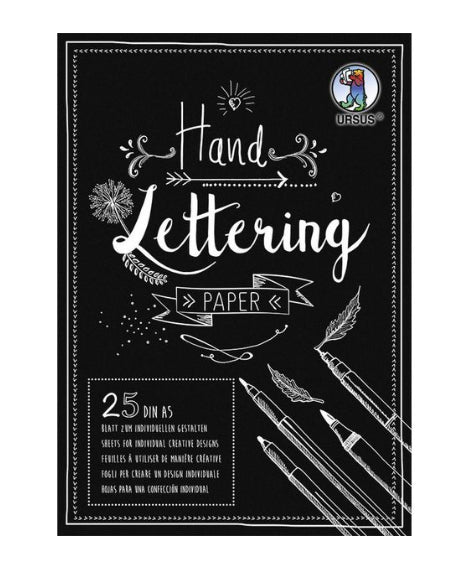 URSUS Handlettering Papier Skizzenblock – A5 – 210 g/m² – 25 Blatt – Schwarz