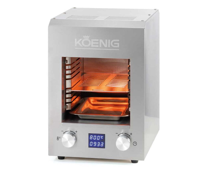 Koenig Elektrogrill B02308 – 2200 W, Kochfläche 18,5×30 cm, 1 Brenner – Silber
