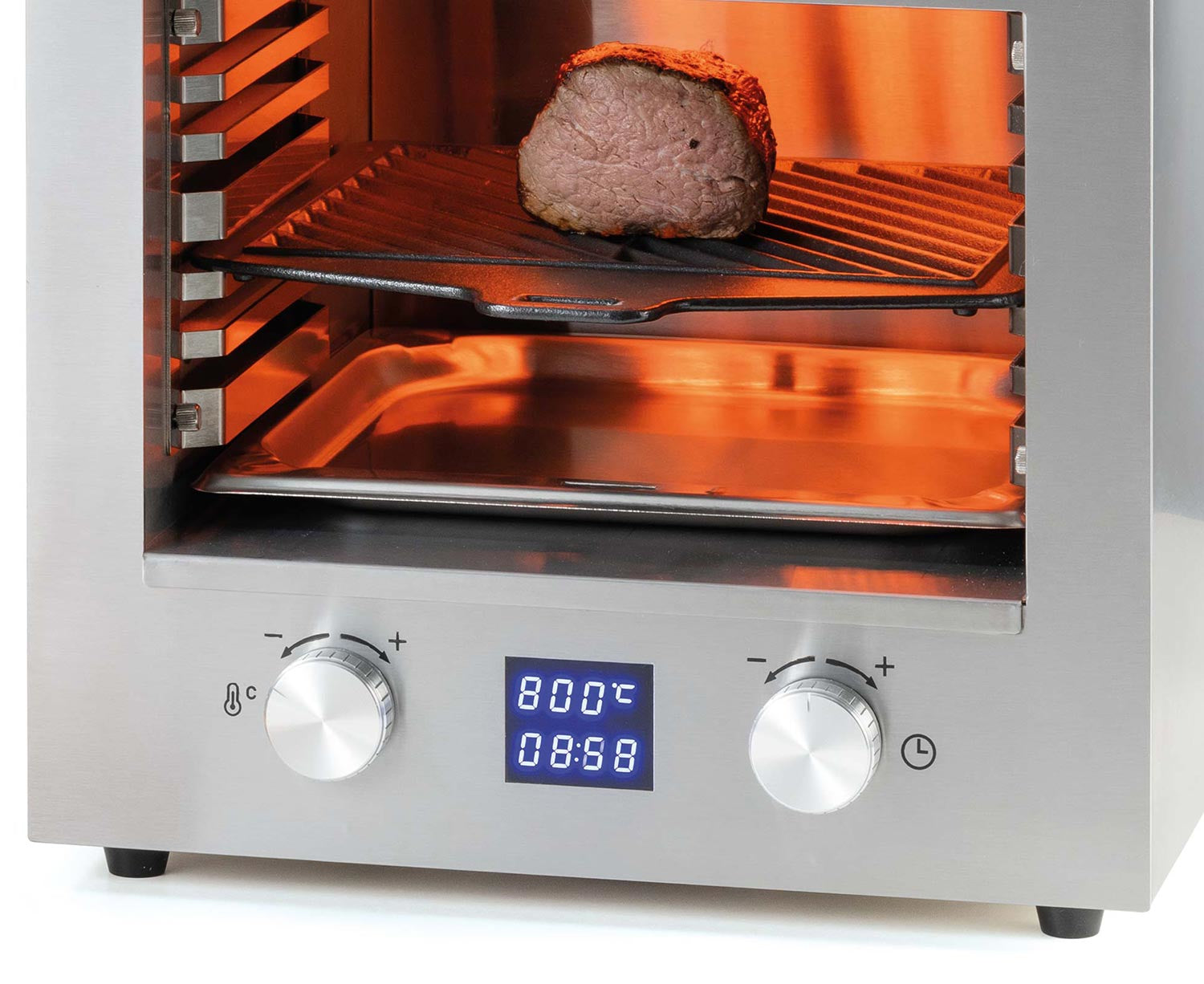 KOENIG Oberflächengrill B02308 – 2200 W, 27×30 cm Kochfläche, 1 Brenner – Silber
