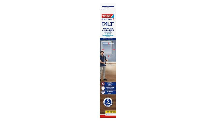 tesa Fliegengitter, faltbar – für Fenster – 80 × 80 bis 140 × 140 cm – weiss
