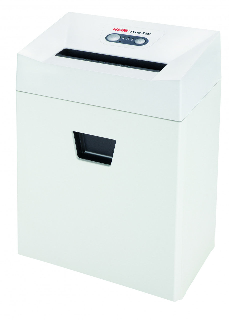 HSM PURE 320 – Aktenvernichter, DIN P-2, Streifenschnitt 3,9 mm, 12–14 Blatt, 25 l