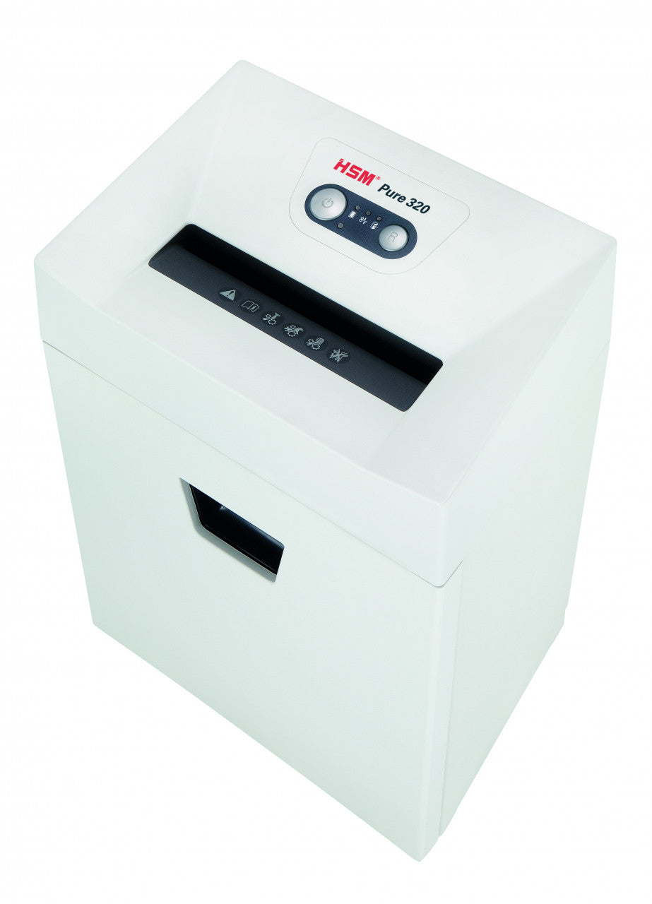HSM PURE 320 – Aktenvernichter, DIN P-2, Streifenschnitt 3,9 mm, 12–14 Blatt, 25 l