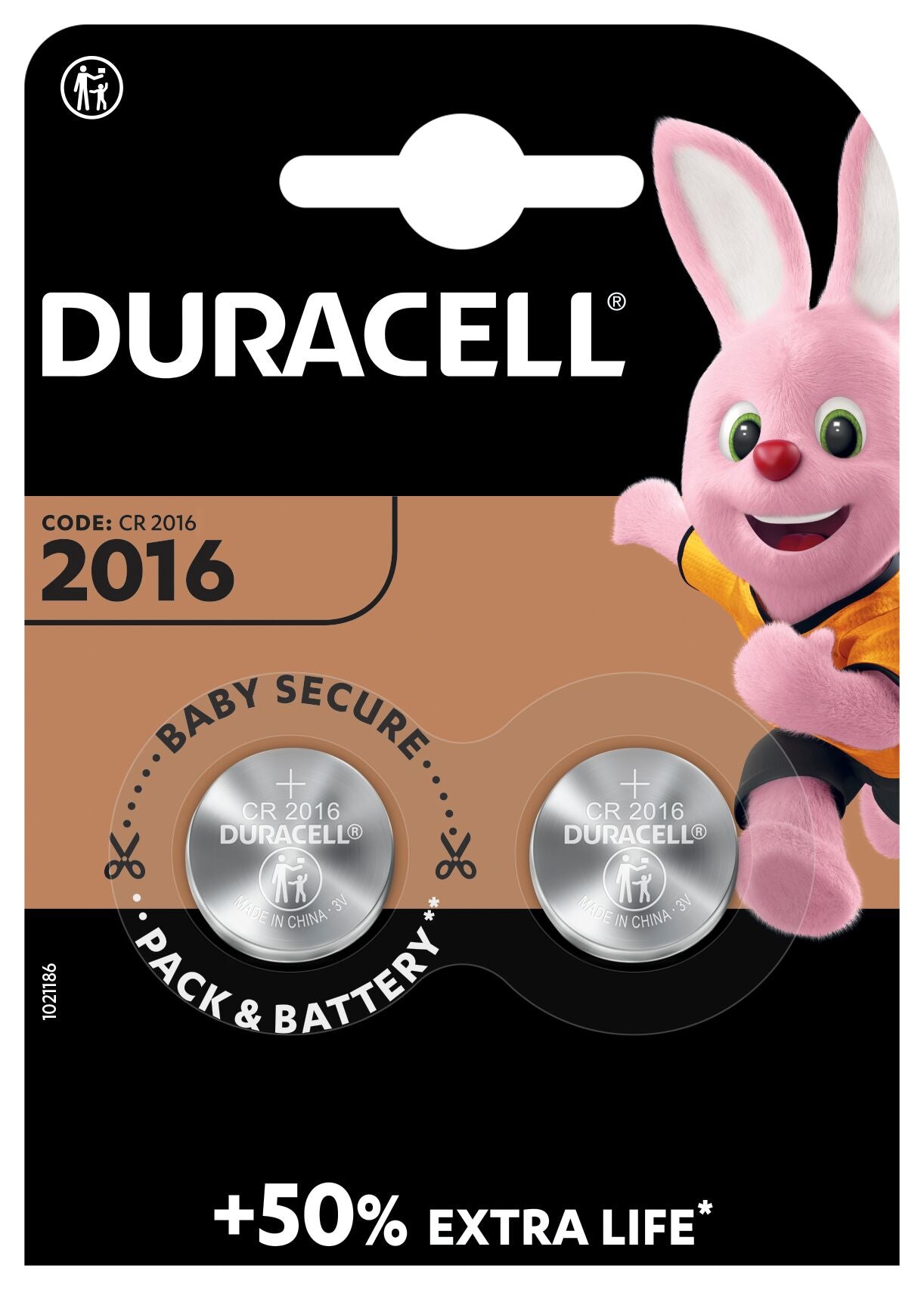 Duracell Knopfzellen CR2016, Lithium, 3 V – 2 Stk.