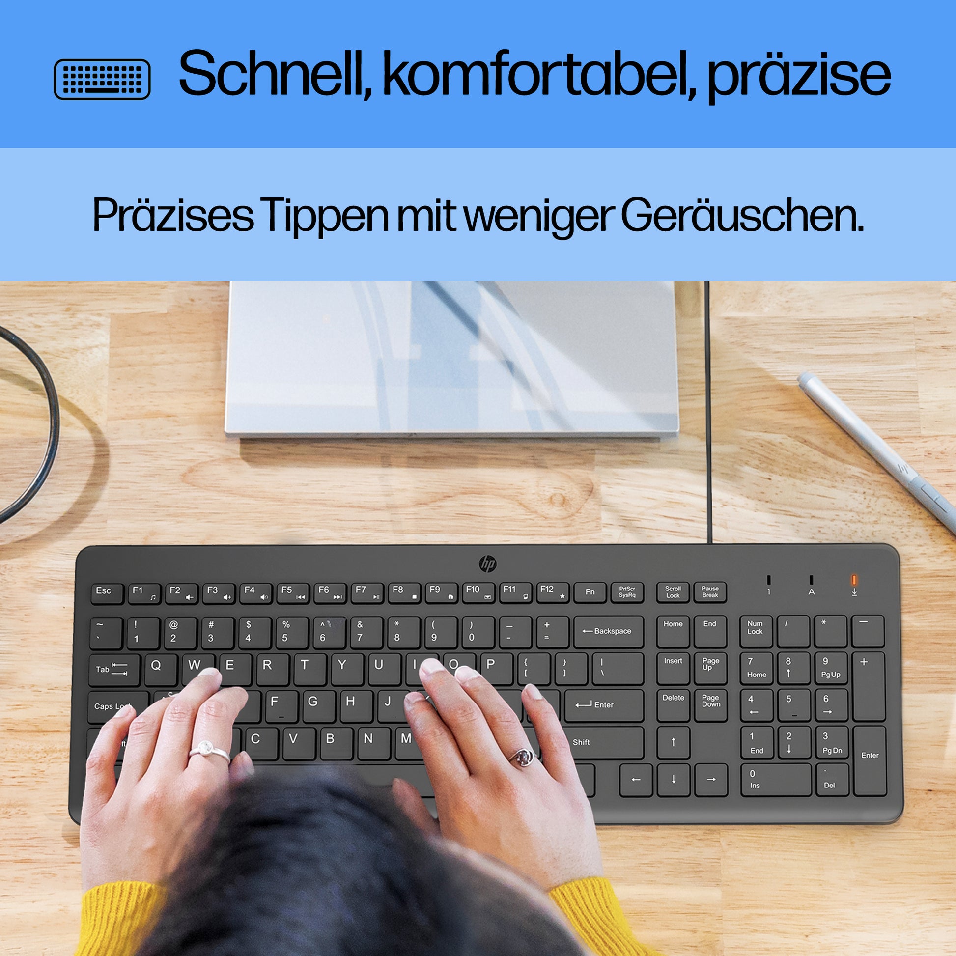 HP 150 - Tastatur - kabelgebunden - USB-A - Schwarz - für PCs mit USB-A-Anschluss