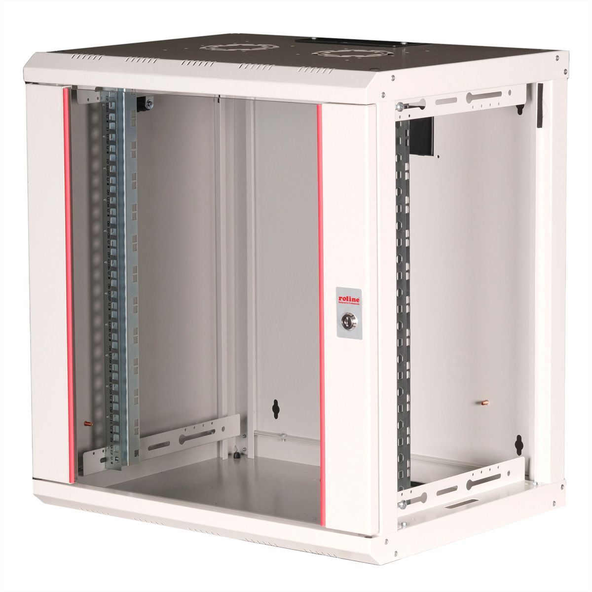ROLINE Pro – 19" Wandverteiler 12U, IP20, abschliessbar, 450 × 600 × 640 mm, lichtgrau, Stahl