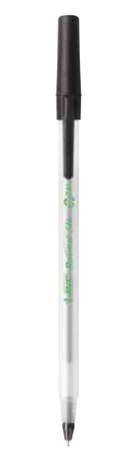 BIC Round Stic Kugelschreiber – 60er Pack, Schwarz, Transparenter Schaft, Deckel