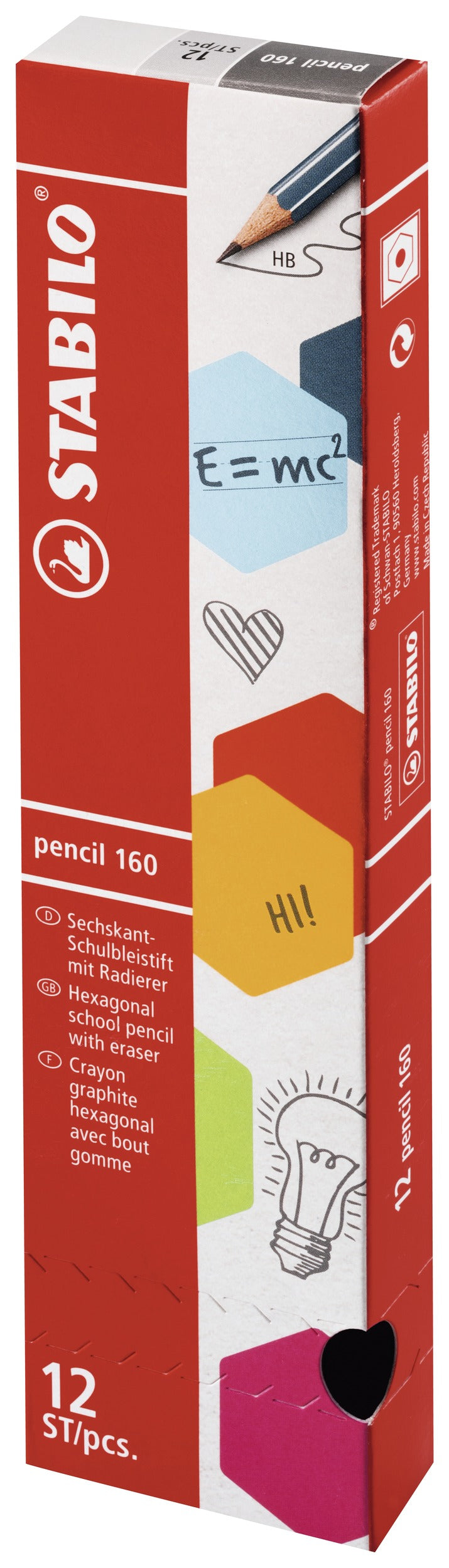 STABILO 160 Bleistifte HB, sechseckig, mit Radierer – 12er-Set