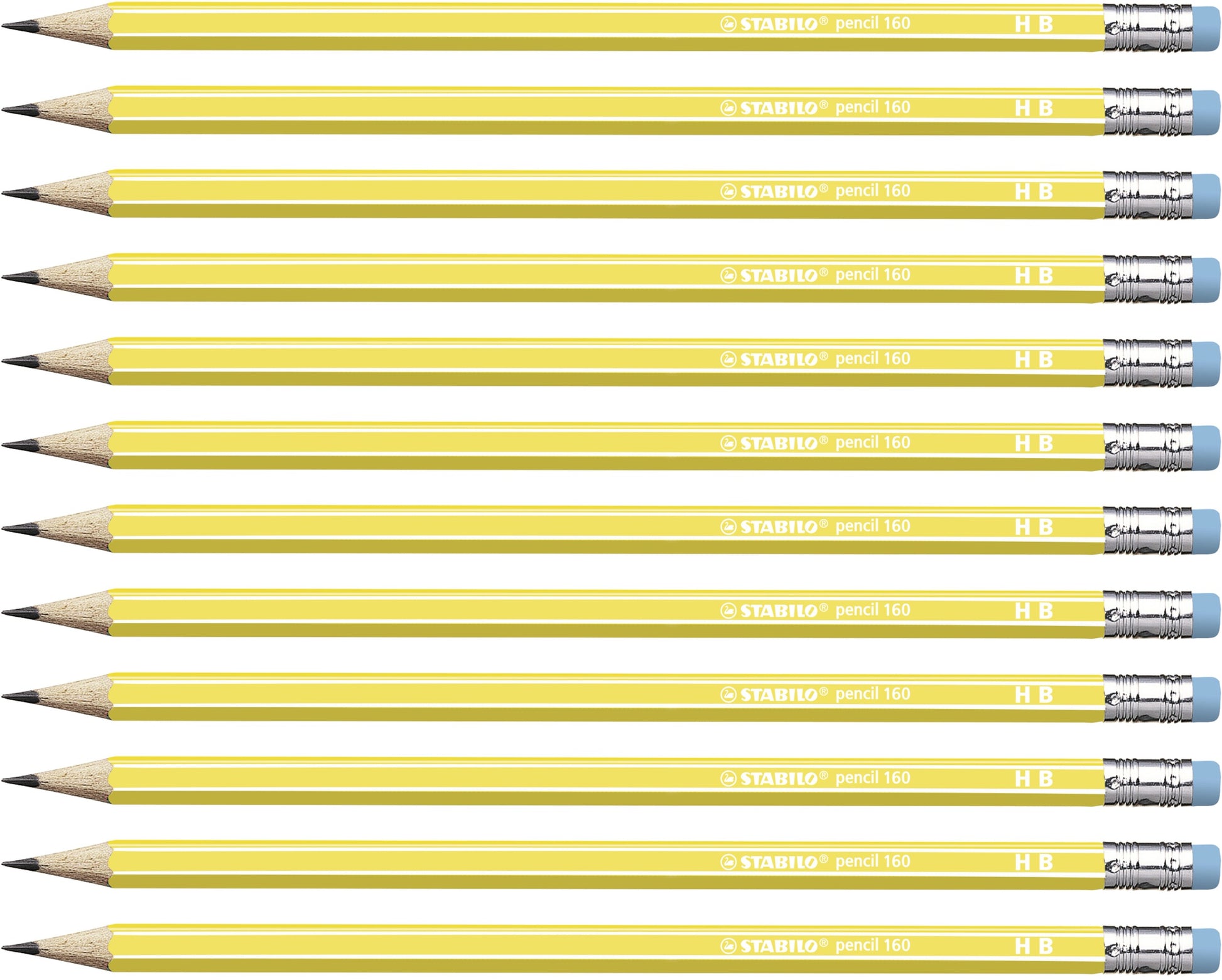 STABILO 160 Bleistifte HB, sechseckig, mit Radierer – 12er-Set