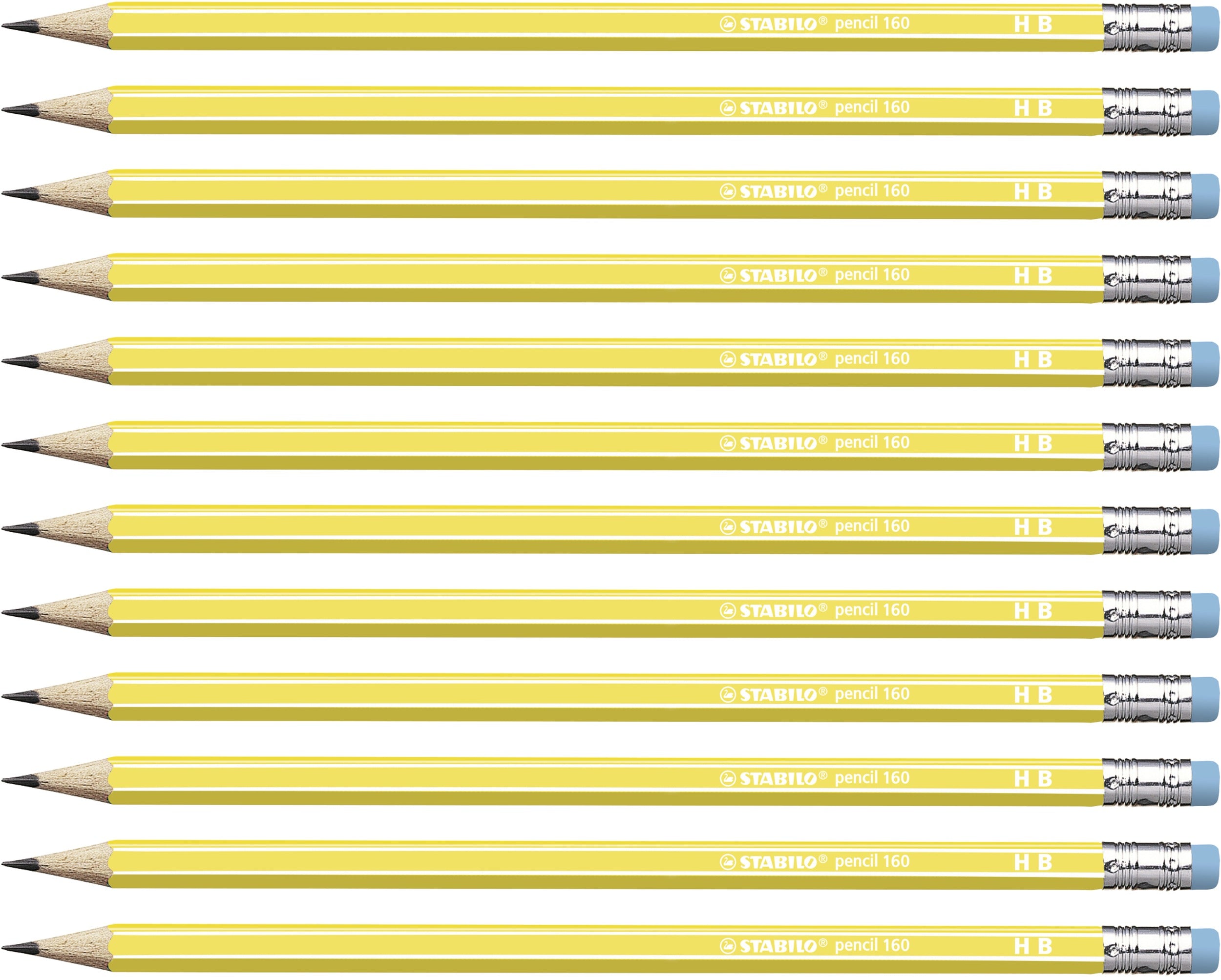 STABILO 160 Bleistifte HB, sechseckig, mit Radierer – 12er-Set