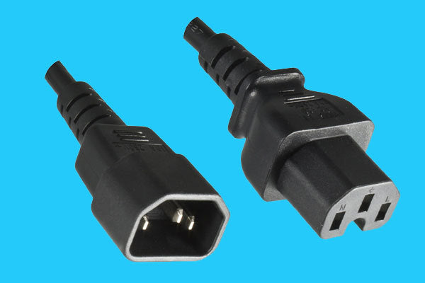 Diggelmann Netzkabel, IEC C14 auf IEC C15, 10 A, 5 m, Schwarz