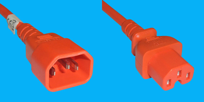Diggelmann Netzkabel, IEC C14 auf IEC C15, angespritzt, 3 m, Orange