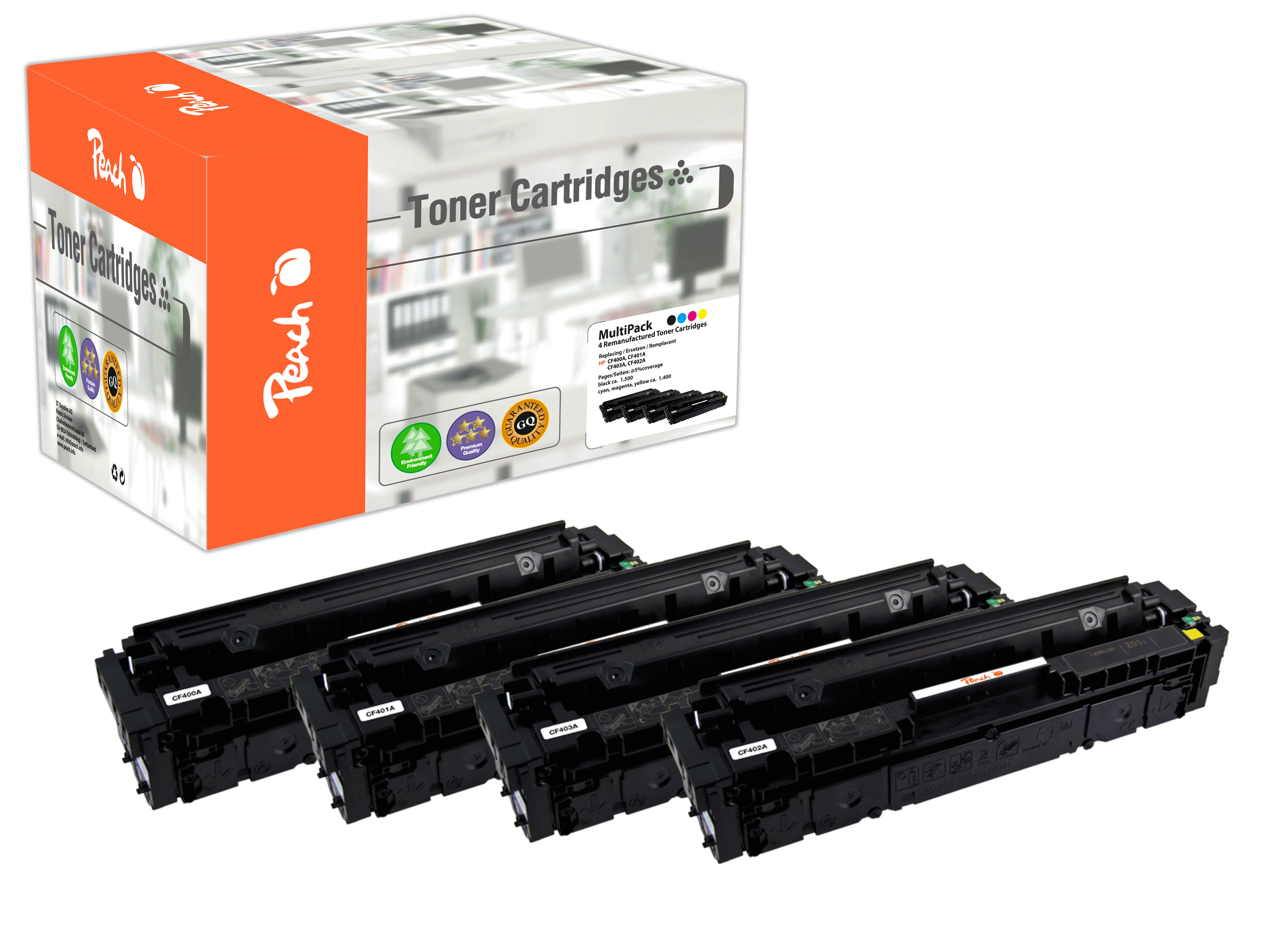 Peach Toner-Multipack 201A – BK/C/M/Y, 5600 Seiten – für HP M274/M252N/M252DW und andere